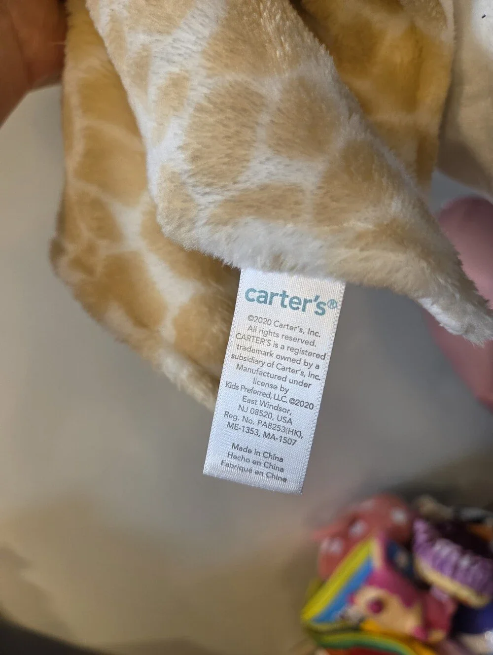 New Carters Giraffe Plush Security Blanket Lovey With Pacifier Holder Tan Brown